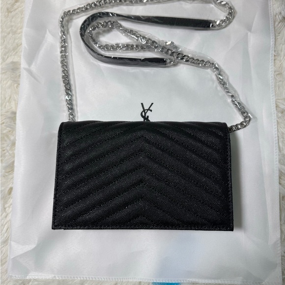 YSL Monogramme Quilted Leather Wallet on a Chain - Picture 2 of 6